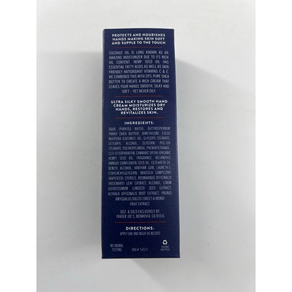 Trader Joe’s Ultra Moisturizing Hand Cream 3 Oz Stocking Paraben Free Gift New - Picture 3 of 3